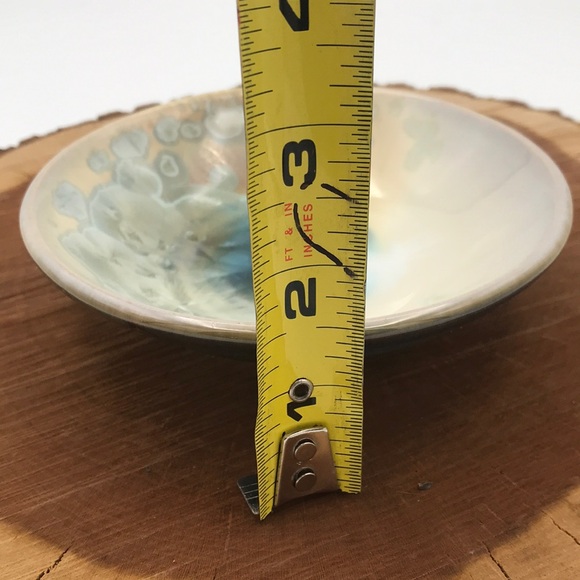 Bill Campbell Signed Studio Art Pottery Flambeaux Glaze Iridescent Trinket Dish - Picture 8 of 8